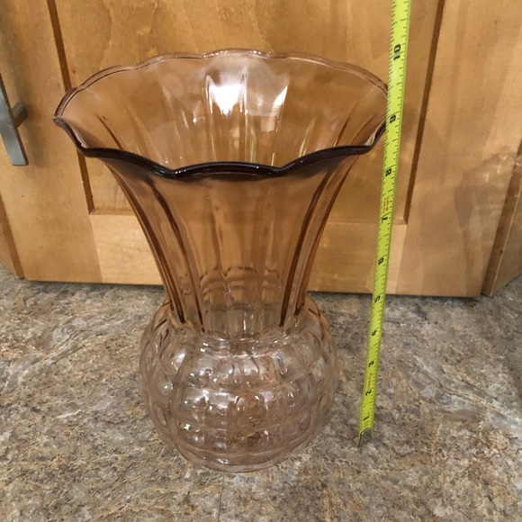 Pink Anchor Hocking Depression Glass Pretty Royal Pink Pineapple 9" Vase Flared - Picture 5 of 5